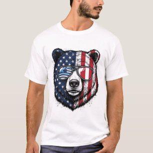 Patriotic Bear Sunglasses Vintage Vector Shirt_1 T-Shirt