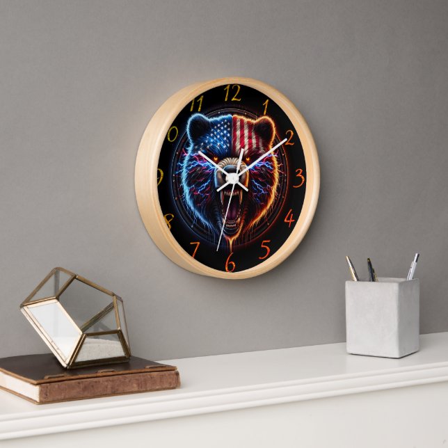 Patriotic Bear The Spirit of America Clock (Office)
