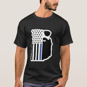 Patriotic Beard Thin Blue Line Police Support T-Shirt