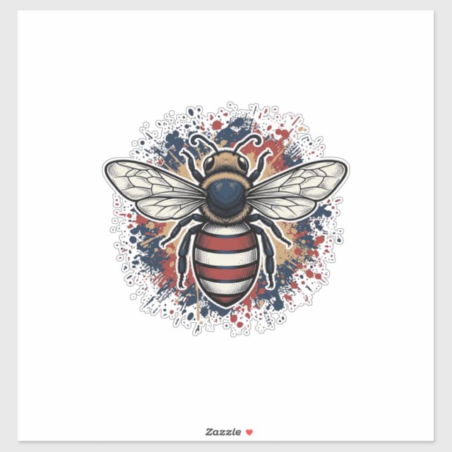 Patriotic Bee Vintage Engraving Vector Design_1 (Sheet)