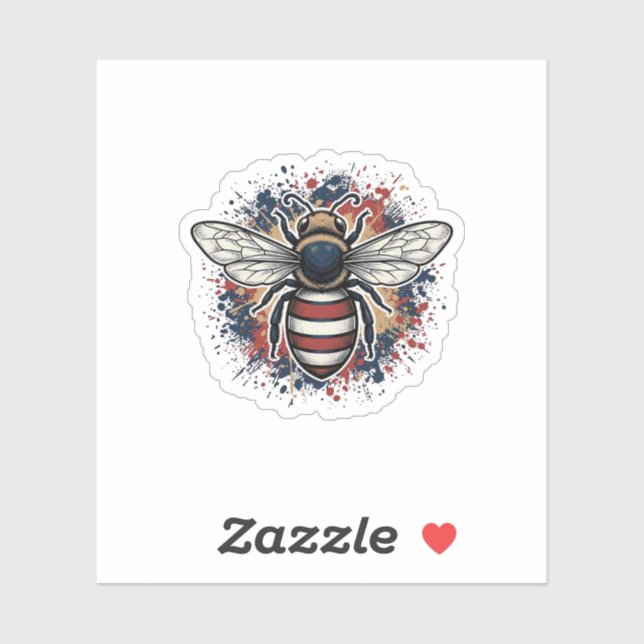 Patriotic Bee Vintage Engraving Vector Design_1 (Sheet)