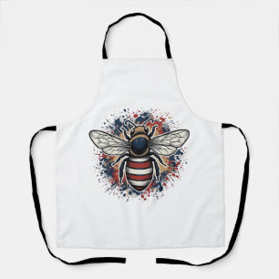 Patriotic Bee Vintage Engraving Vector Design_1 Apron