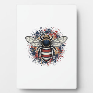 Patriotic Bee Vintage Engraving Vector Design_1 Plaque