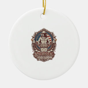 Patriotic Beekeeper Vector Graphic Tee Ceramic Ornament