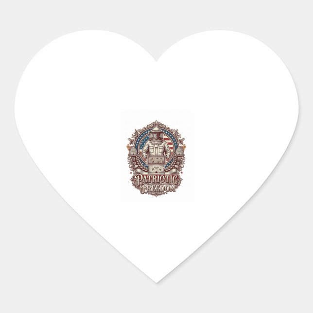 Patriotic Beekeeper Vector Graphic Tee Heart Sticker (Front)