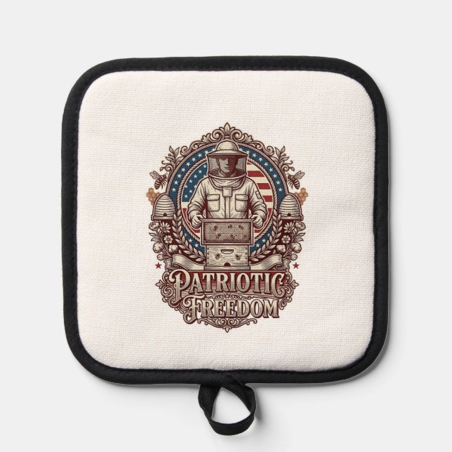 Patriotic Beekeeper Vector Graphic Tee Pot Holder (Front)