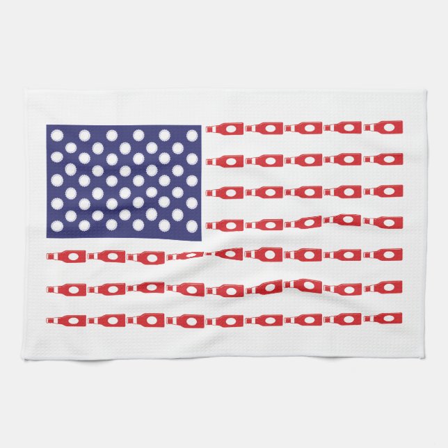 Patriotic Beer Bottles Kitchen Towel (Horizontal)
