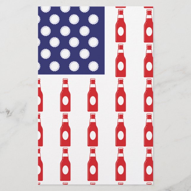 Patriotic Beer Bottles Stationery (Front)