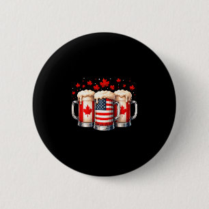 Patriotic beer canada usa flag maple leaf canadian 2 inch round button