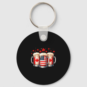 Patriotic beer canada usa flag maple leaf canadian keychain