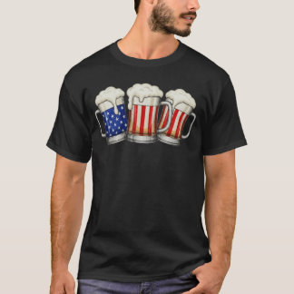 Patriotic Beer Flag 4th of July Men Women Drinking T-Shirt