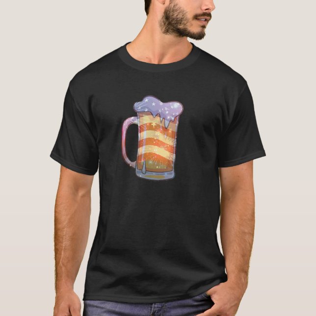 Patriotic Beer Mug American Flag July 4th Brewer D T-Shirt (Front)