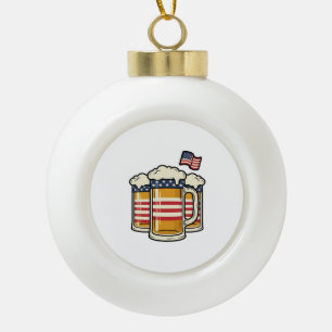 Patriotic Beer Mug Vintage Vector Design_1 Ceramic Ball Christmas Ornament