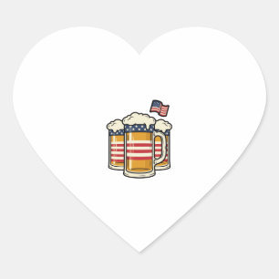 Patriotic Beer Mug Vintage Vector Design_1 Heart Sticker
