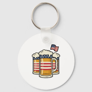 Patriotic Beer Mug Vintage Vector Design_1 Keychain