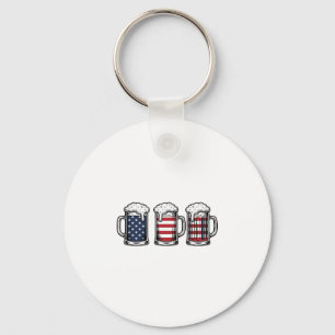 Patriotic Beer Mugs Vintage Vector Shirt Design_1 Keychain