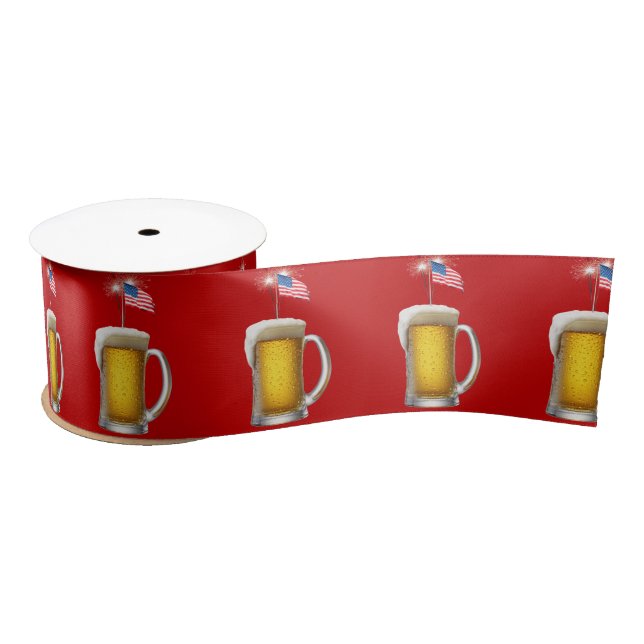Patriotic Beer with Sparklers Satin Ribbon (Spool)