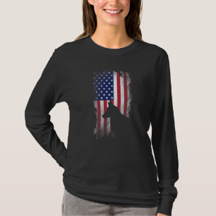 Patriotic Belgian Malinois American Flag Cool Dog T-Shirt