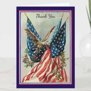 Patriotic Bereavement American Flag and Eagle Thank You Card