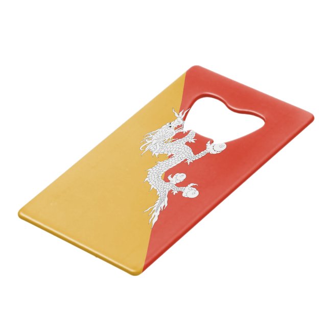 Patriotic Bhutan Flag Credit Card Bottle Opener (Front Angled)