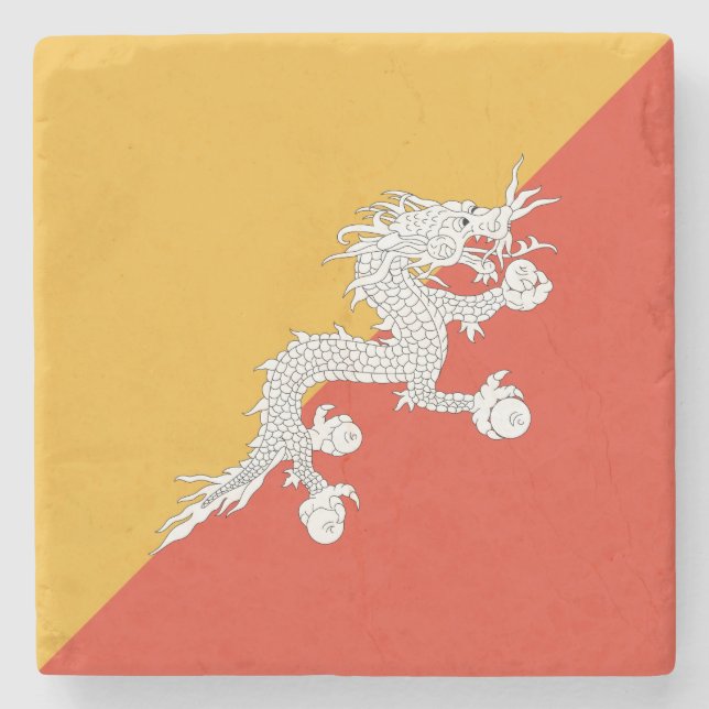 Patriotic Bhutan Flag Stone Coaster (Front)