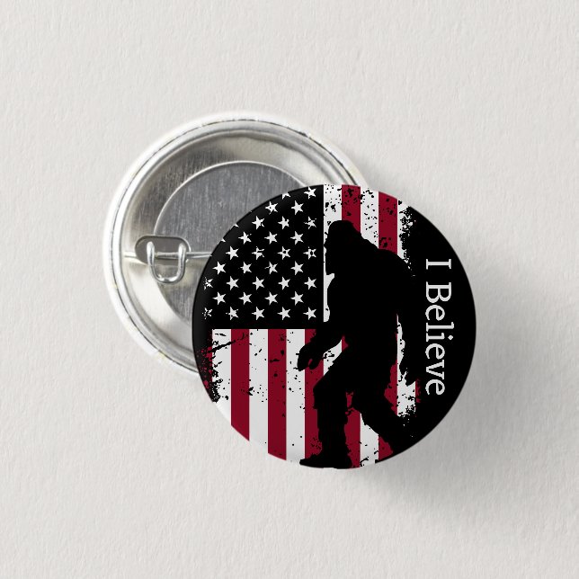 Patriotic Bigfoot  1 Inch Round Button (Front & Back)