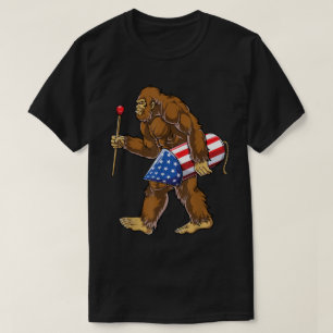 Patriotic Bigfoot Firework Design T-Shirt