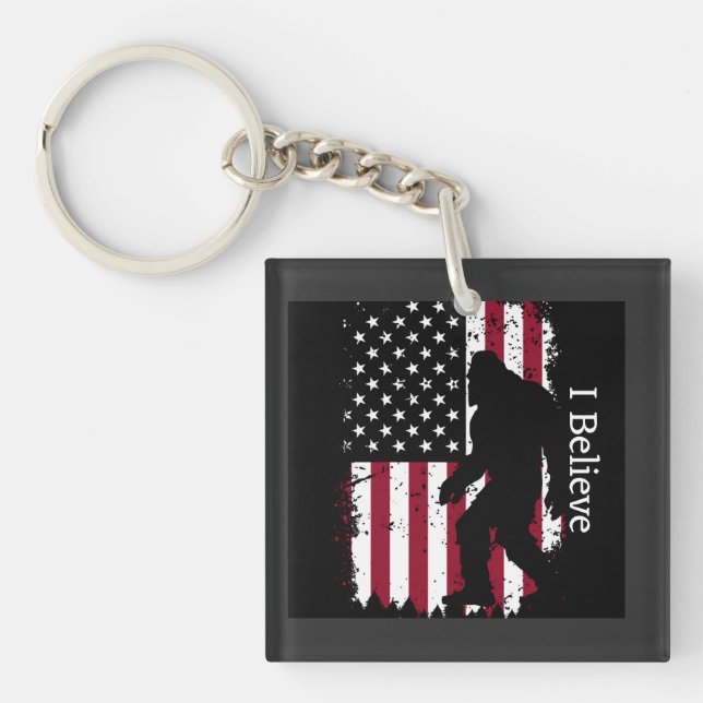 Patriotic Bigfoot  Keychain (Front)