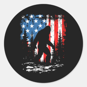 Patriotic Bigfoot Sasquatch 4th Of July Usa Americ Classic Round Sticker