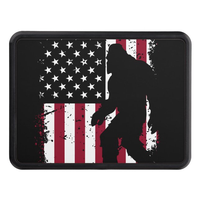 Patriotic Bigfoot  Trailer Hitch Cover (Front)