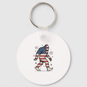 Patriotic Bigfoot Vintage Engraving Shirt Design_1 Keychain