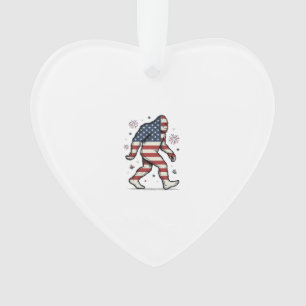 Patriotic Bigfoot Vintage Engraving Shirt Design_1 Ornament