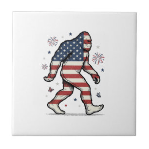 Patriotic Bigfoot Vintage Engraving Shirt Design_1 Tile