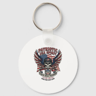 Patriotic Biker Skull Biker Road Freedom Patriot A Keychain