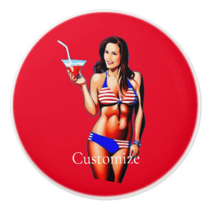 Patriotic Bikini Fitness Model Thunder_Cove  Ceramic Knob