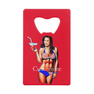 Patriotic Bikini Fitness Model Thunder_Cove  Credit Card Bottle Opener