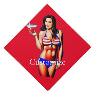 Patriotic Bikini Fitness Model Thunder_Cove Graduation Cap Topper