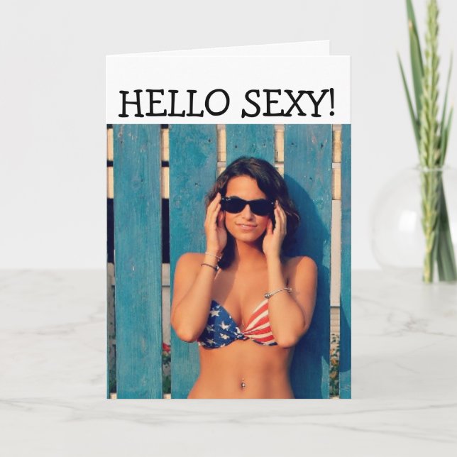 PATRIOTIC BIKINI GIRL BIRTHDAY CARD (Front)