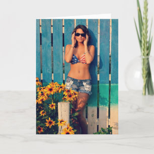 PATRIOTIC BIKINI GIRL BIRTHDAY CARD