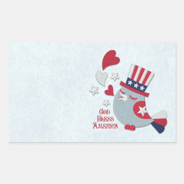 Patriotic Bird Tweets God Bless America Sticker (Front)