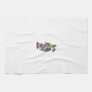 Patriotic Bird Vintage Engraving Music Shirt Desig Kitchen Towel