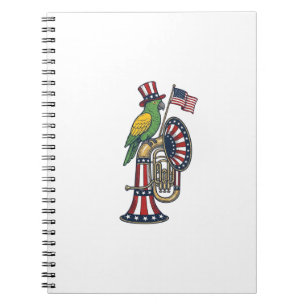 Patriotic Bird Vintage Engraving Music Shirt Desig Notebook