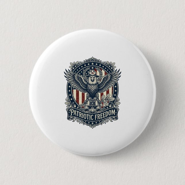 Patriotic Birdwatcher Vector Graphic Tee 2 Inch Round Button (Front)