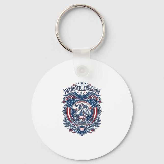 Patriotic Birdwatcher Vector Graphic Tee (2) Keychain (Front)