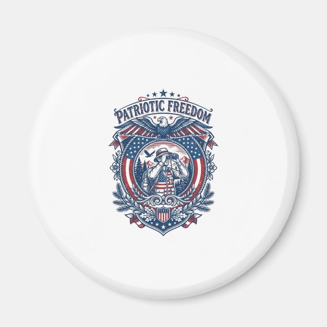 Patriotic Birdwatcher Vector Graphic Tee (2) Magnet (Front)
