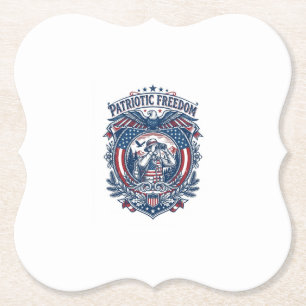 Patriotic Birdwatcher Vector Graphic Tee (2) Paper Coaster