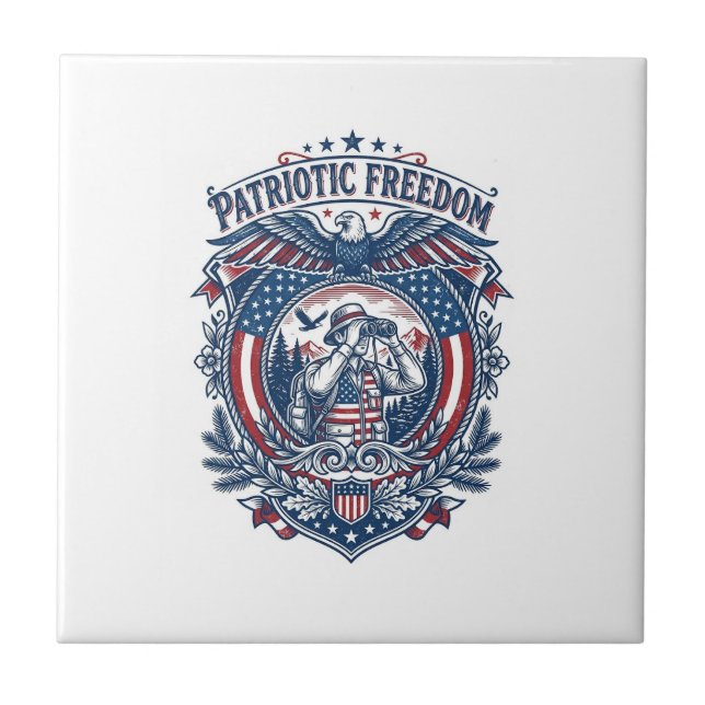 Patriotic Birdwatcher Vector Graphic Tee (2) Tile (Front)