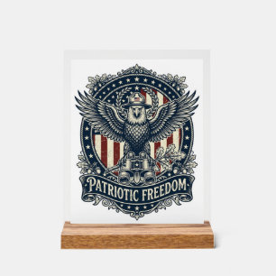 Patriotic Birdwatcher Vector Graphic Tee Acrylic Sign