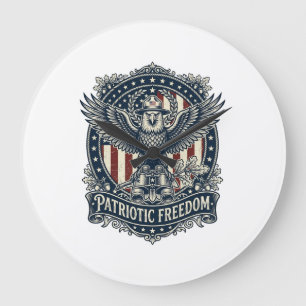 Patriotic Birdwatcher Vector Graphic Tee Large Clock