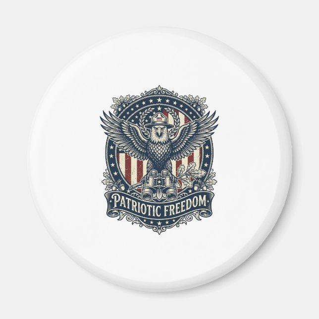 Patriotic Birdwatcher Vector Graphic Tee Magnet (Front)